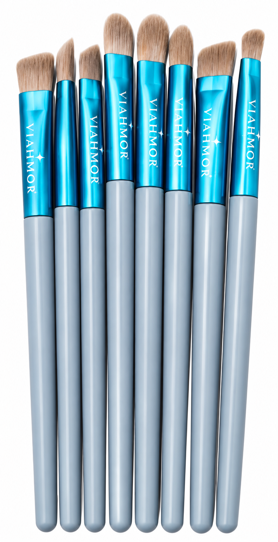 VIAHMOR Blue precision brushes: 8 brushes for eyes, brows, concealer and lips